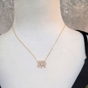 NEW Gold Elephant Sparkle Rhinestone Pendant Necklace
